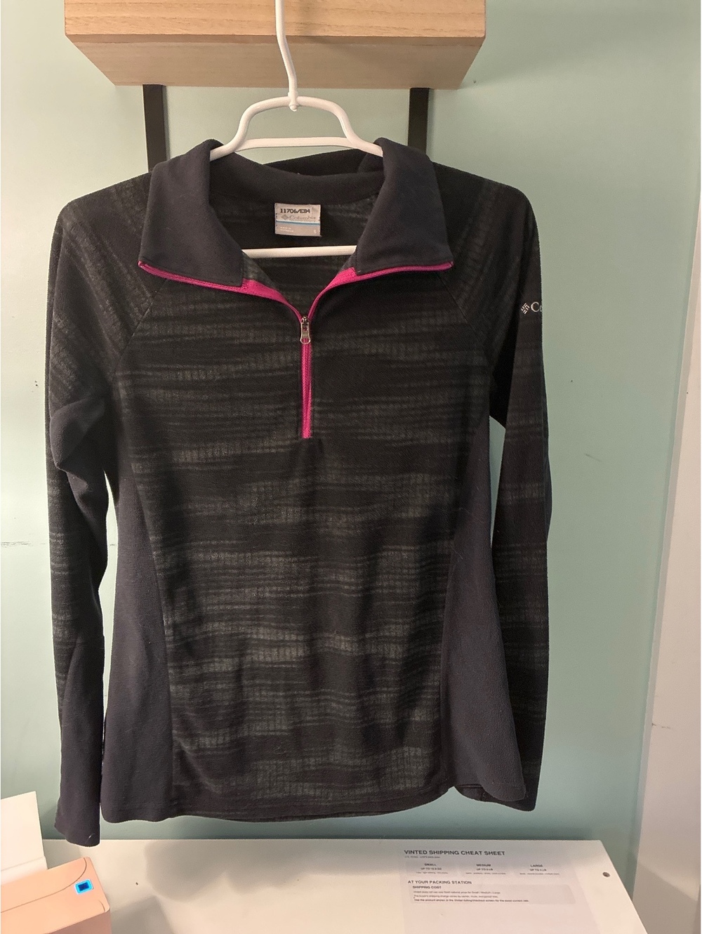 Columbia Women’s S 1/2 Zip Fleece Pullover Black Pink Trim